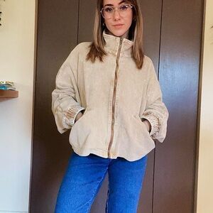 Beige Corduroy cropped jacket